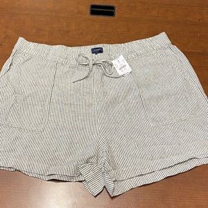NWT J Crew Striped Linen Blend Drawstring Short XL